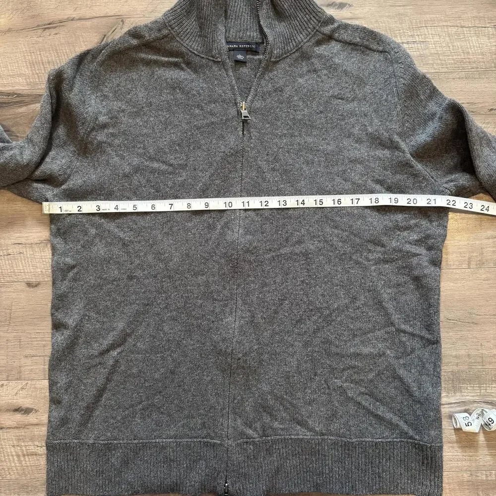 Banana Republic Sweater Wool Cashmere Blend Full Zip Mock Neck‎ Gray Grandpacore
